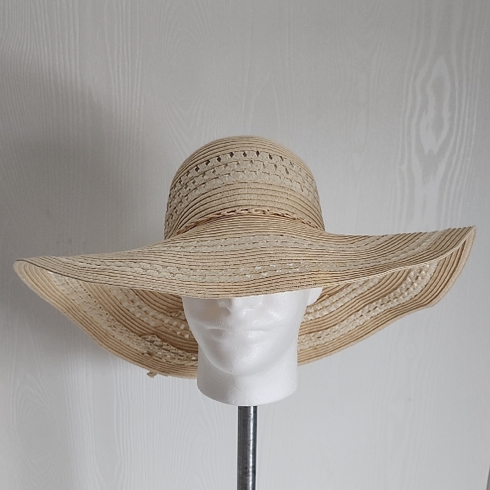 Tan Wide Brim Floppy Sun Hat